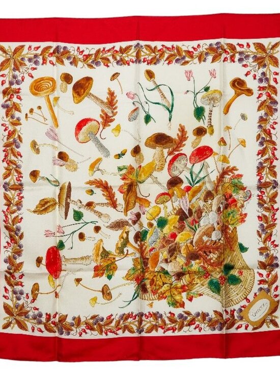 Gucci Accessories - Gucci Vaccornero Botanical Red White Multicolor Silk